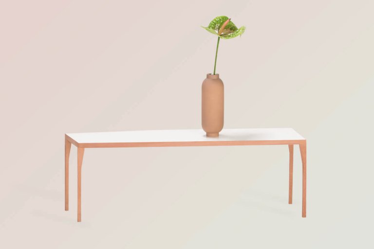 Ray: modular side table single element in natural wood with colored surfaces limited edition design by jacobsroom