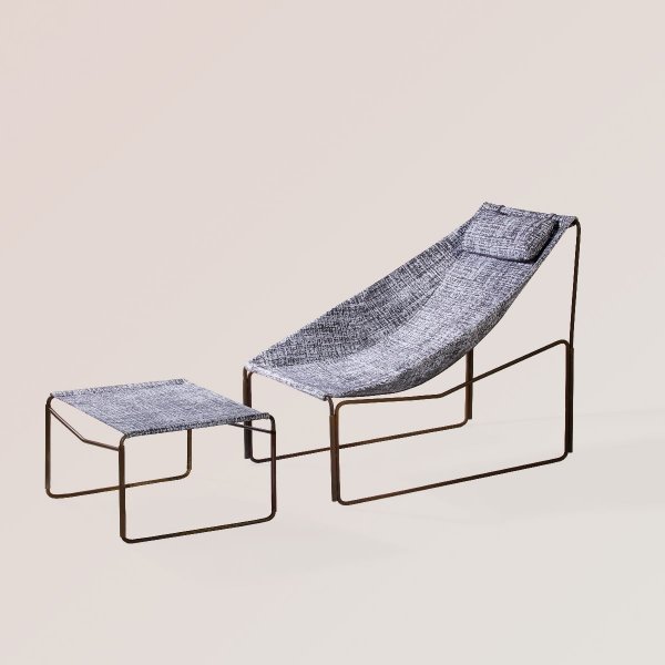 NOAH chaise longue lounger pool chair armchair outdoor indoor limited edition with Dominique kieffer fro rubelli upholstery contemporary design by jacobsroom unmountable