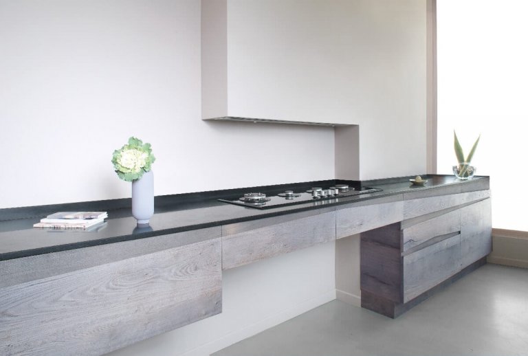 bespoke kitchen design unique drawers kitchen facility in full natural wood solid wood specially dyed oak veneer contemporary modern design by jacobsroom black marble granite top