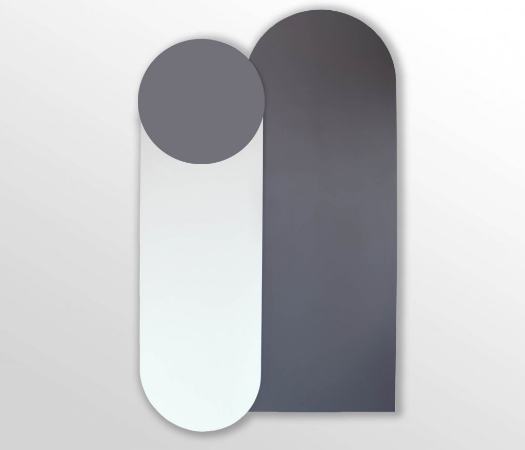 O minimalist wall cabinet in limited edition with a graphical facade, designed by jacobsroom studio, Rome, and crafted from recycled wooden panels
