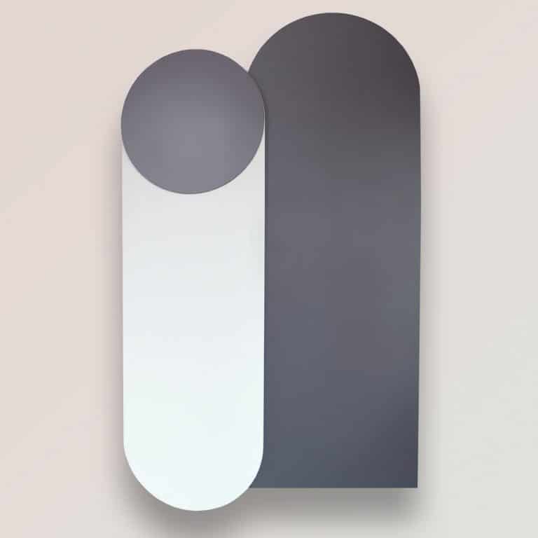 O minimalist wall cabinet in limited edition with a graphical facade, designed by jacobsroom studio, Rome, and crafted from recycled wooden panels