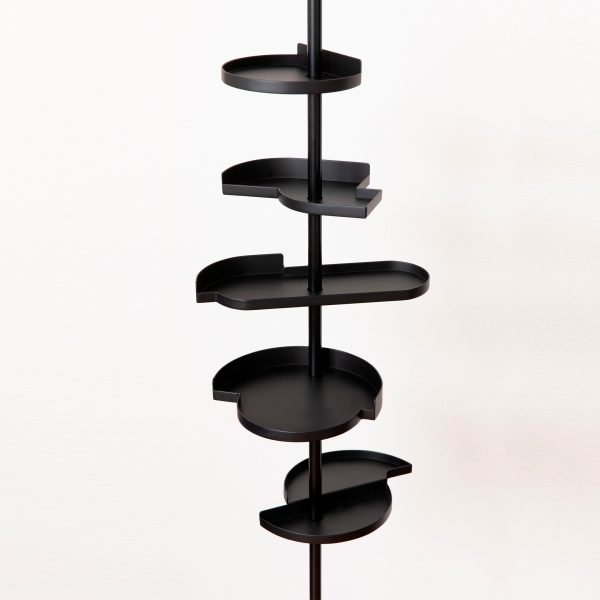 Minimalist telescopic shelf Alea in balack steel designed by jacobsroom studio Rome