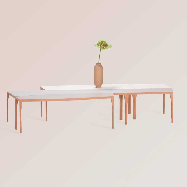 RAY modular side table contemporary minimal design limited edition by jacobsroom-full-wood-mauve-white-color-surface-unique-abstract graphical tangram collection