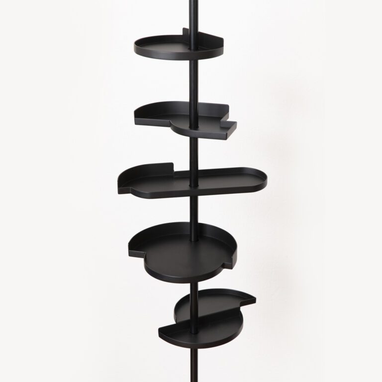Minimalist telescopic shelf Alea in black metal by jacobsroom studio Rome