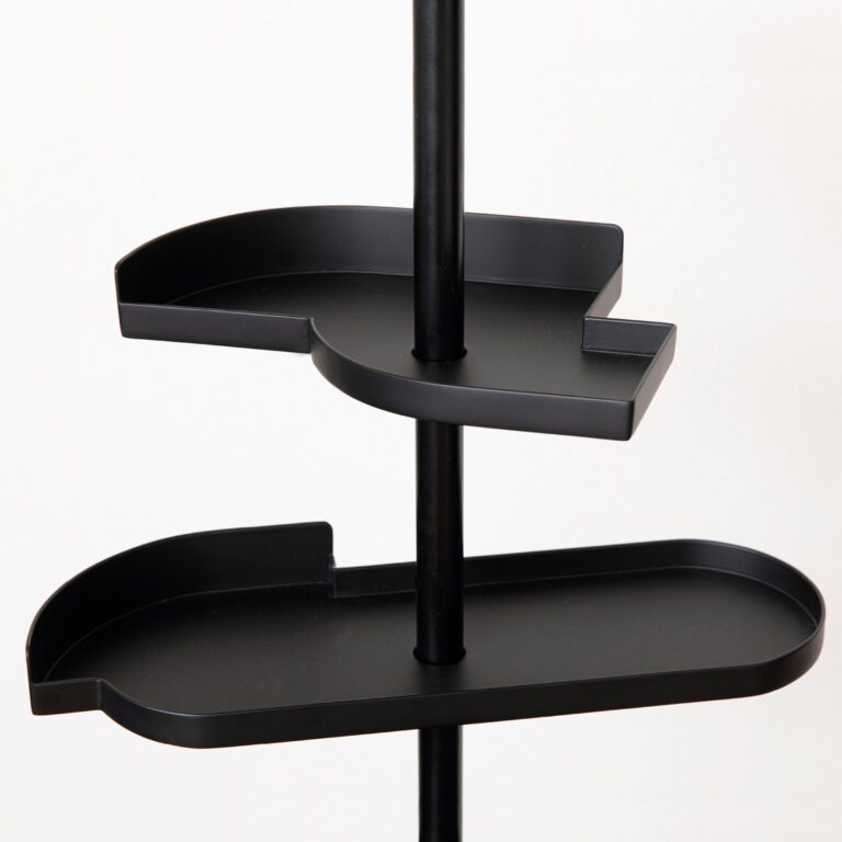 Minimalist telescopic shelf Alea in black metal by jacobsroom studio Rome