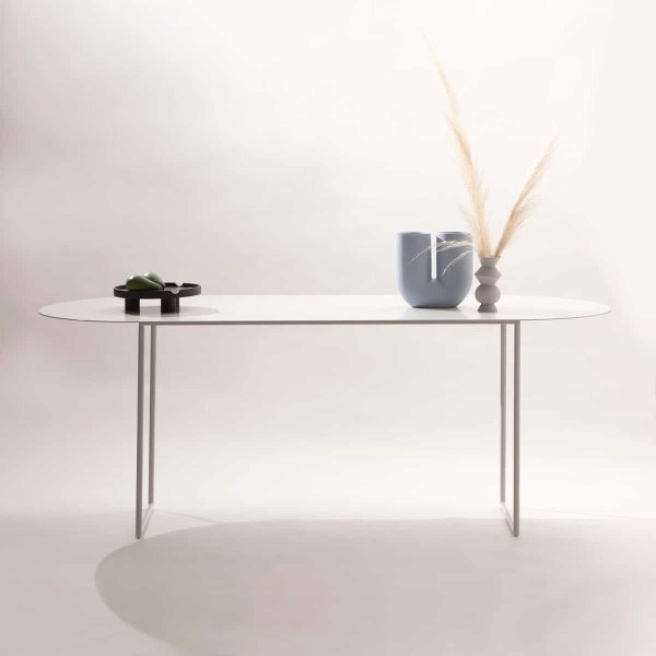 SHINE living room & studio table in metal contemporary limited edition design by jacobsroom, white, powder coated, 200cm