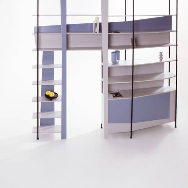 Bespoke room divider shelving unit steel and colored wood contemporary modern design unique edition by jacobsroom