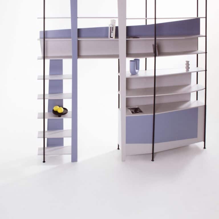 Bespoke room divider shelving unit steel and colored wood contemporary modern design unique edition by jacobsroom