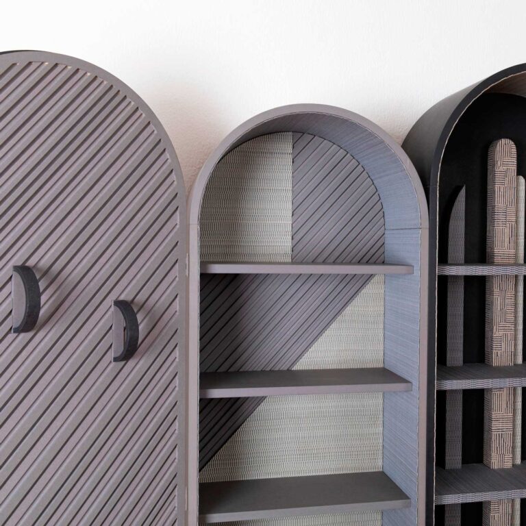 Interiors of O cabinet with Metaphores Paris Hermes luxury textile and wood decor