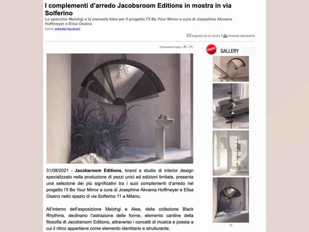 archiportale-featuring-jacobsroom-editions-at-MILAN-DESIGN-WEEK-2021 Elisa Ossino H+O I'll be Your Mirror