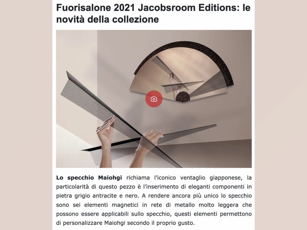 pianeta design-featuring-jacobsroom-editions-at-MILAN-DESIGN-WEEK-2021 Elisa Ossino H+O I'll be Your Mirror