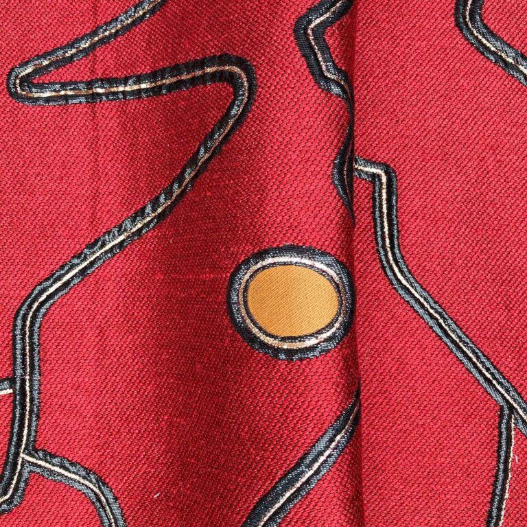 Textile decor in red from by Metaphores Paris Hermes furniture decor line for the ultra modern side table Sourire