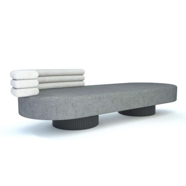 Minimalist contemporary O chaise longue in grey color designed by jacobsroom studio, Rome