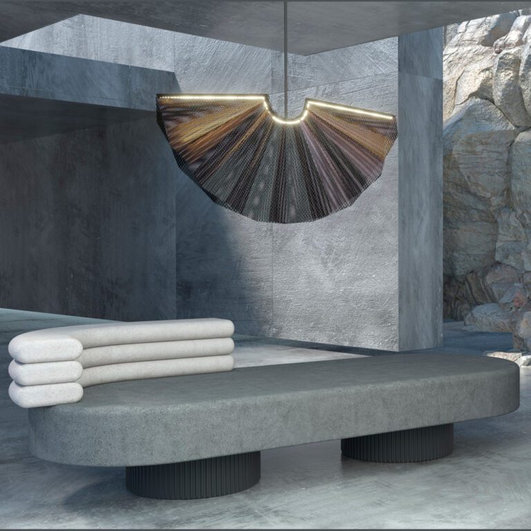 Minimalist contemporary O chaise longue in grey color designed by jacobsroom studio, Rome