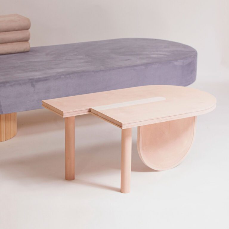 Minimalist side table Sourire, a sustainable ultra modern sofa table for contemporary interiors