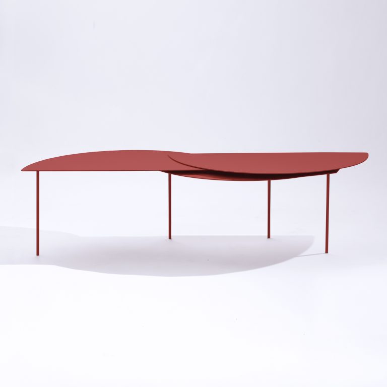 jacobsroom alhena extendable side table incarnadine powder coated metal sheet contemporary minimal limited edition
