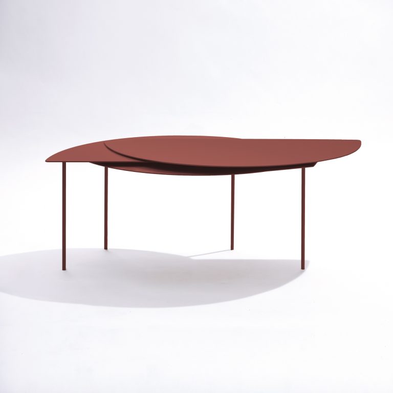 jacobsroom alhena extendable side table incarnadine powder coated metal sheet contemporary minimal limited edition